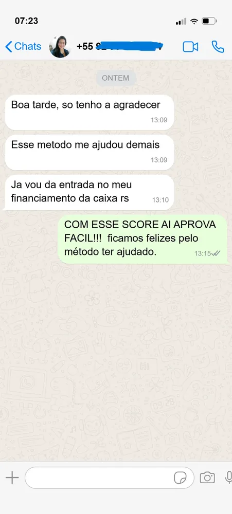 Print de avaliação de cliente 3 — resultado com o Método 7 Dias